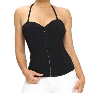 Lydia U.S.A‎ Faux Suede V-Neck Halter Biker Corset Top